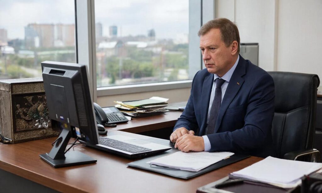Мужчина смотрит в монитор