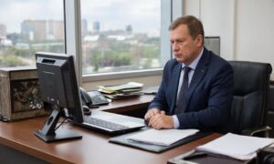 Мужчина смотрит в монитор